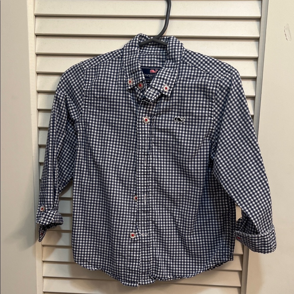 Vineyard Vines Navy and White Gingham Button Down Shirt